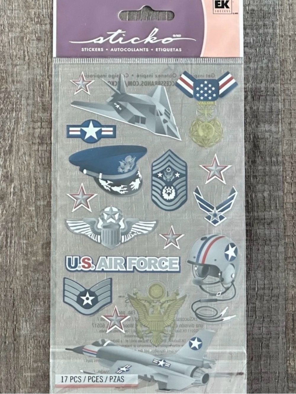 💞 New USAF US Air Force Military Jet Patriotic Scrapbook Craft Sticker Pack